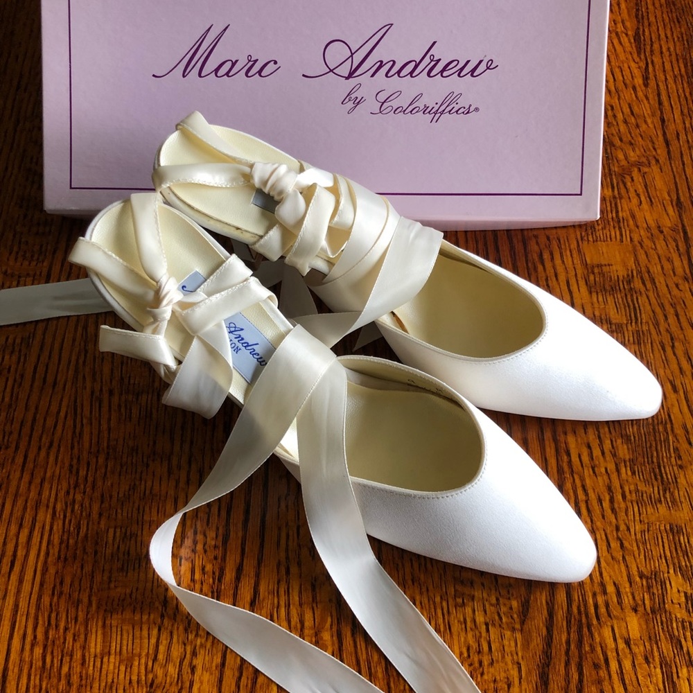 Marc Andrew Silk Ballerina Heels, Size 9